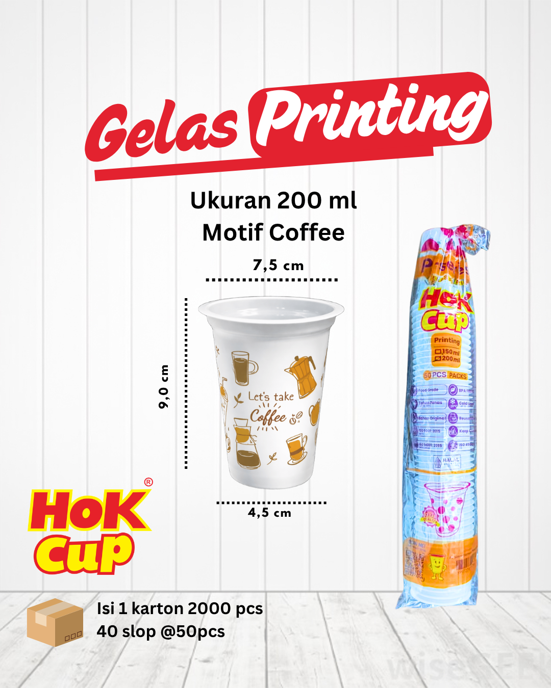 Gelas Printing Coffee 200 ml