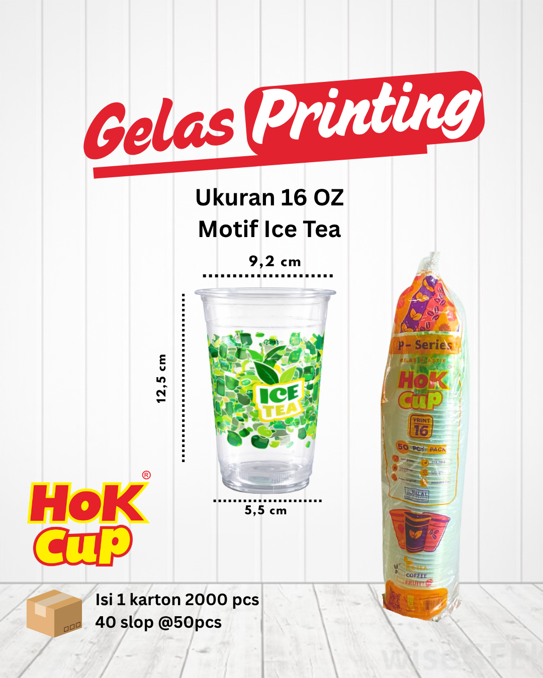 Gelas Printing Ice Tea 16 Oz