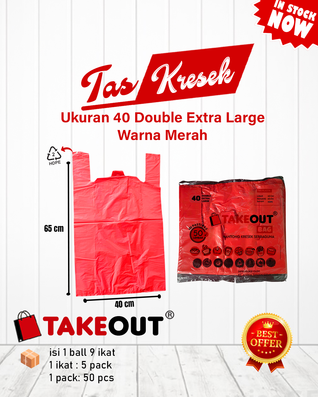 Plastik Kresek HDPE 4065 Warna Merah
