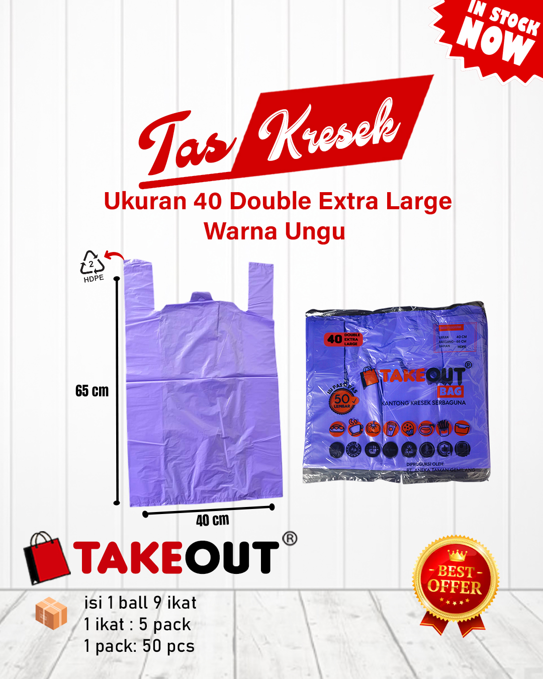 Plastik Kresek HDPE 4065 Warna Ungu