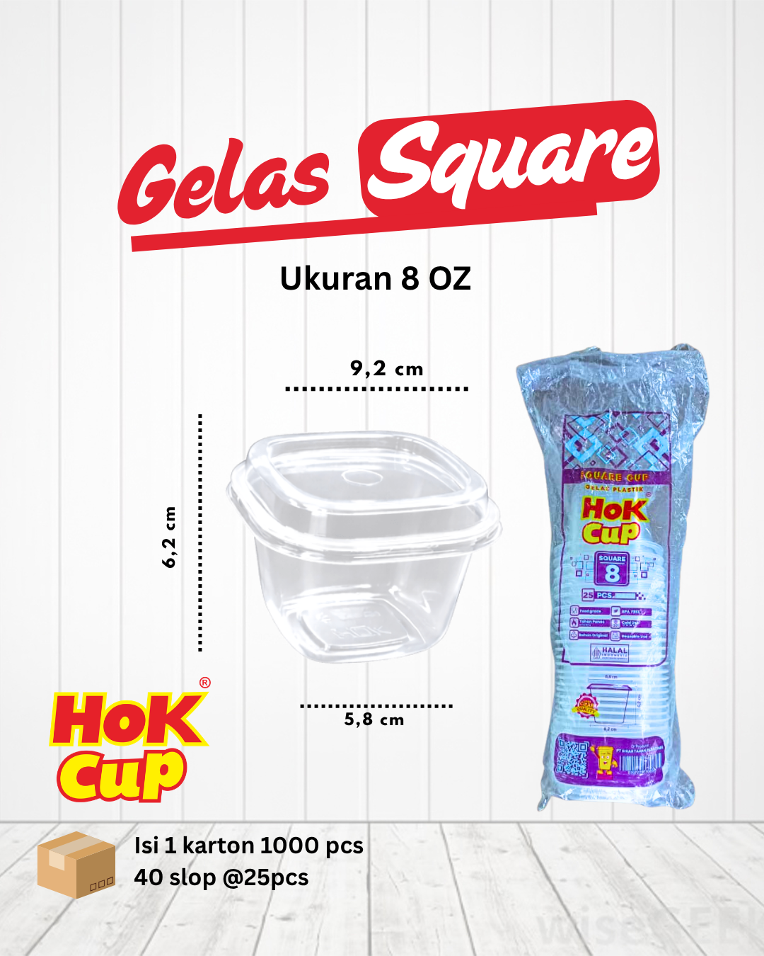 Gelas Square 8 Oz