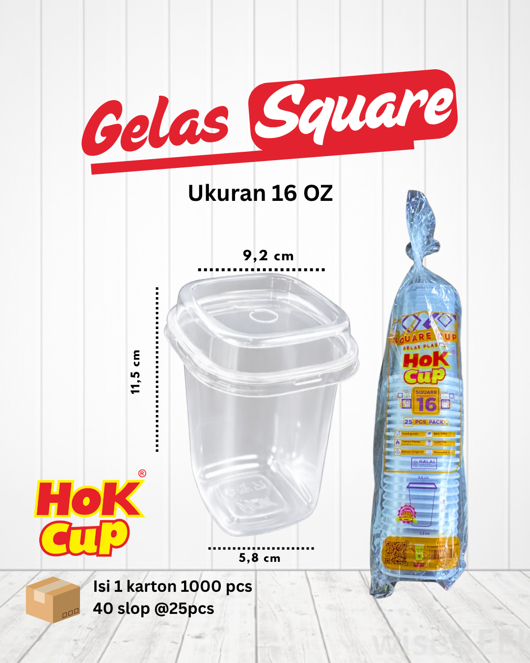 Gelas Square 16 Oz