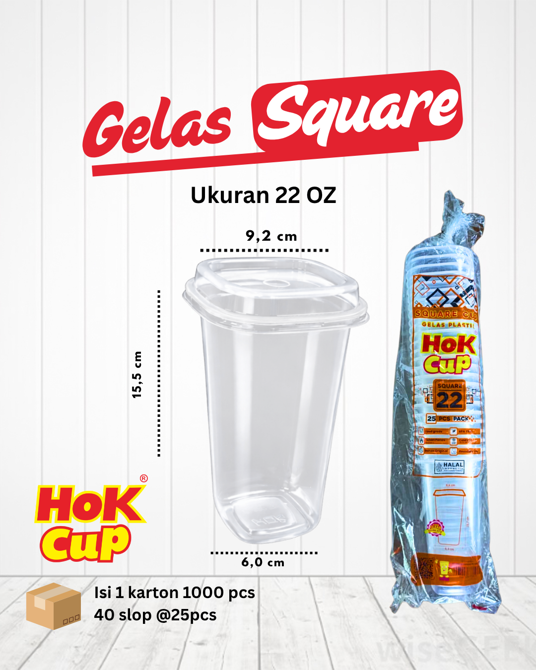 Gelas Square 22 Oz