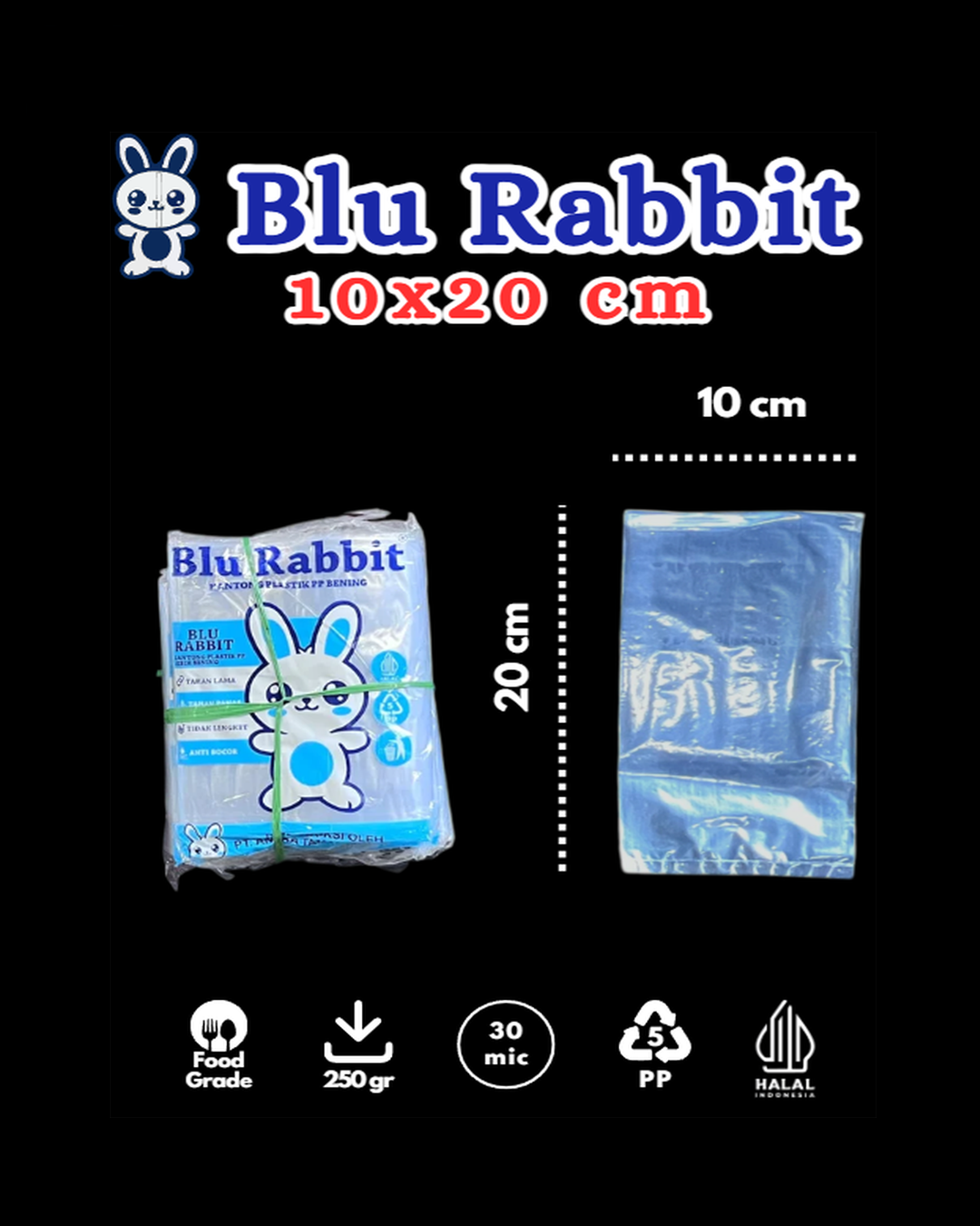 Kantong Plastik PP Ukuran 10x20 ( Plastik 1/4 kg )