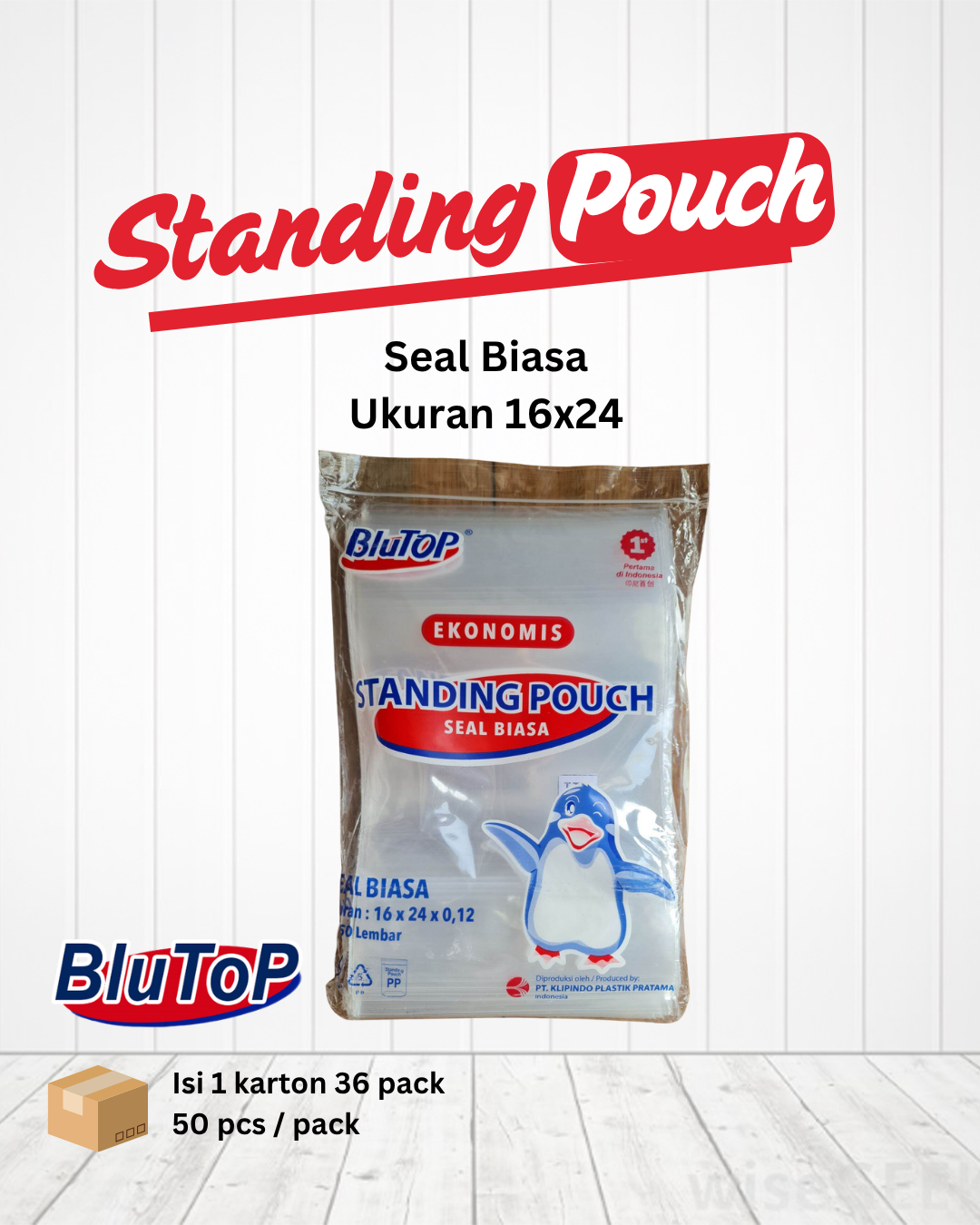 Standing Pouch 16 x 24 Seal Biasa
