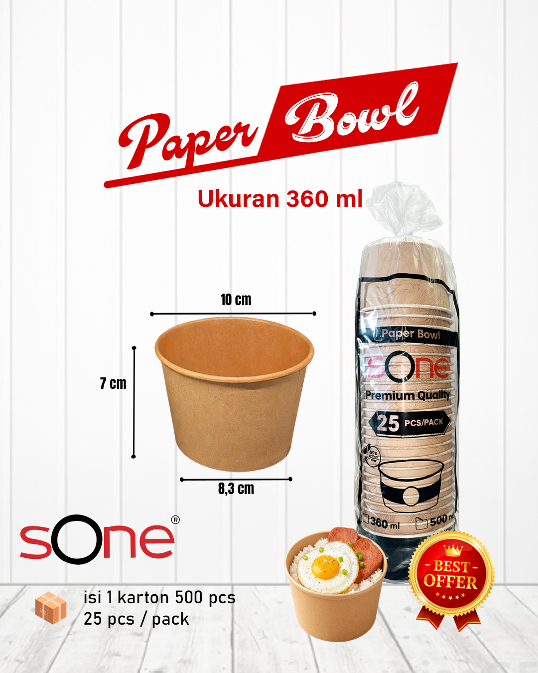 Paper Bowl 360 ml Kraft