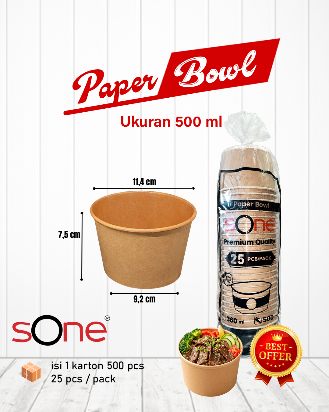 Paper Bowl 500 ml Kraft
