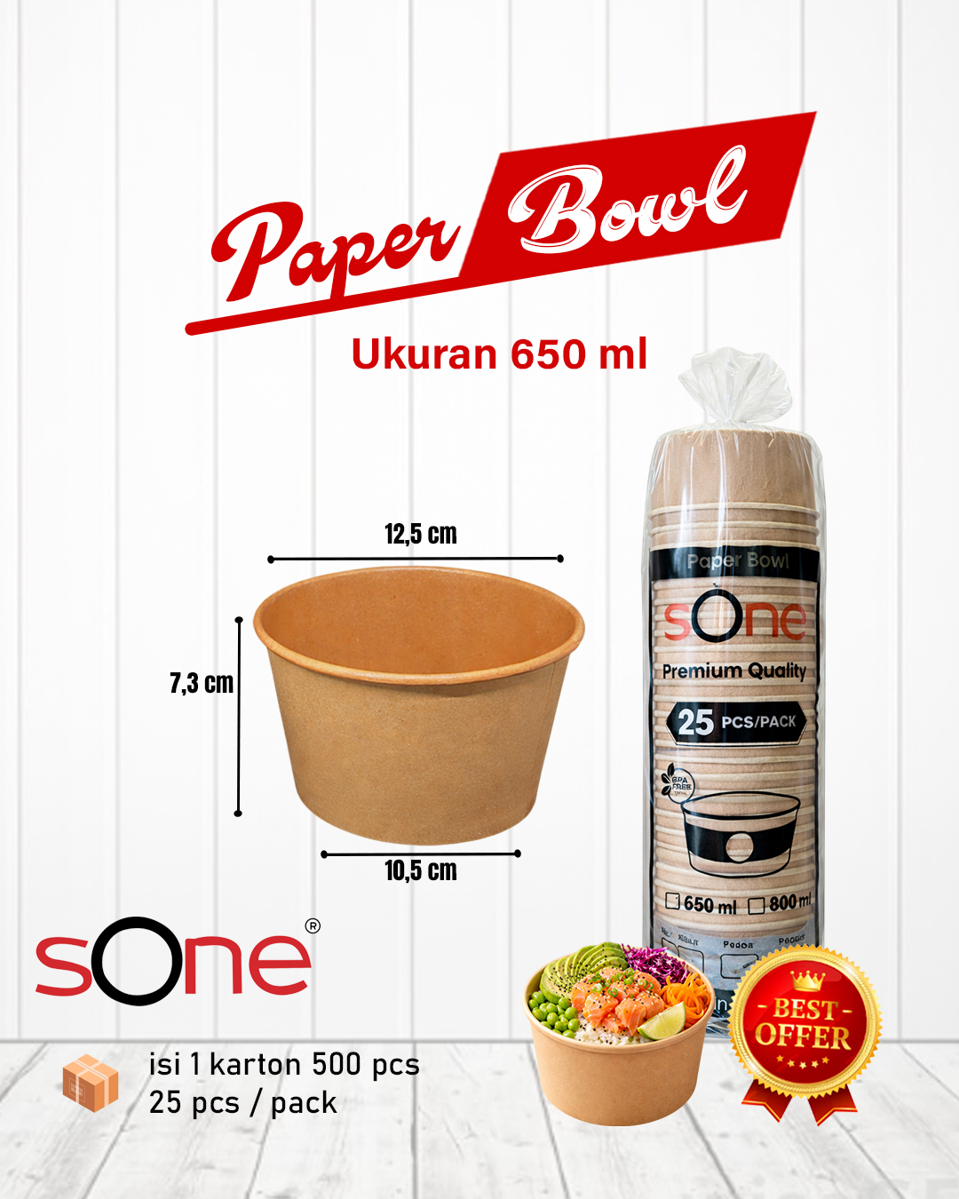 Paper Bowl 650 ml Kraft