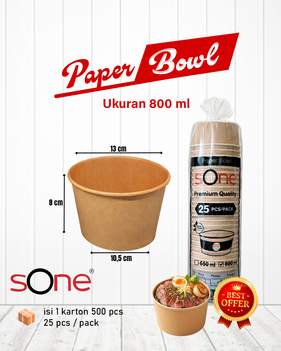 Paper Bowl 800 ml Kraft