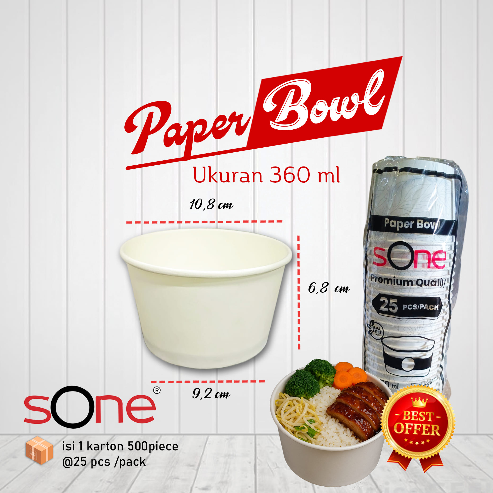 Paper Bowl 360 ml Ivory