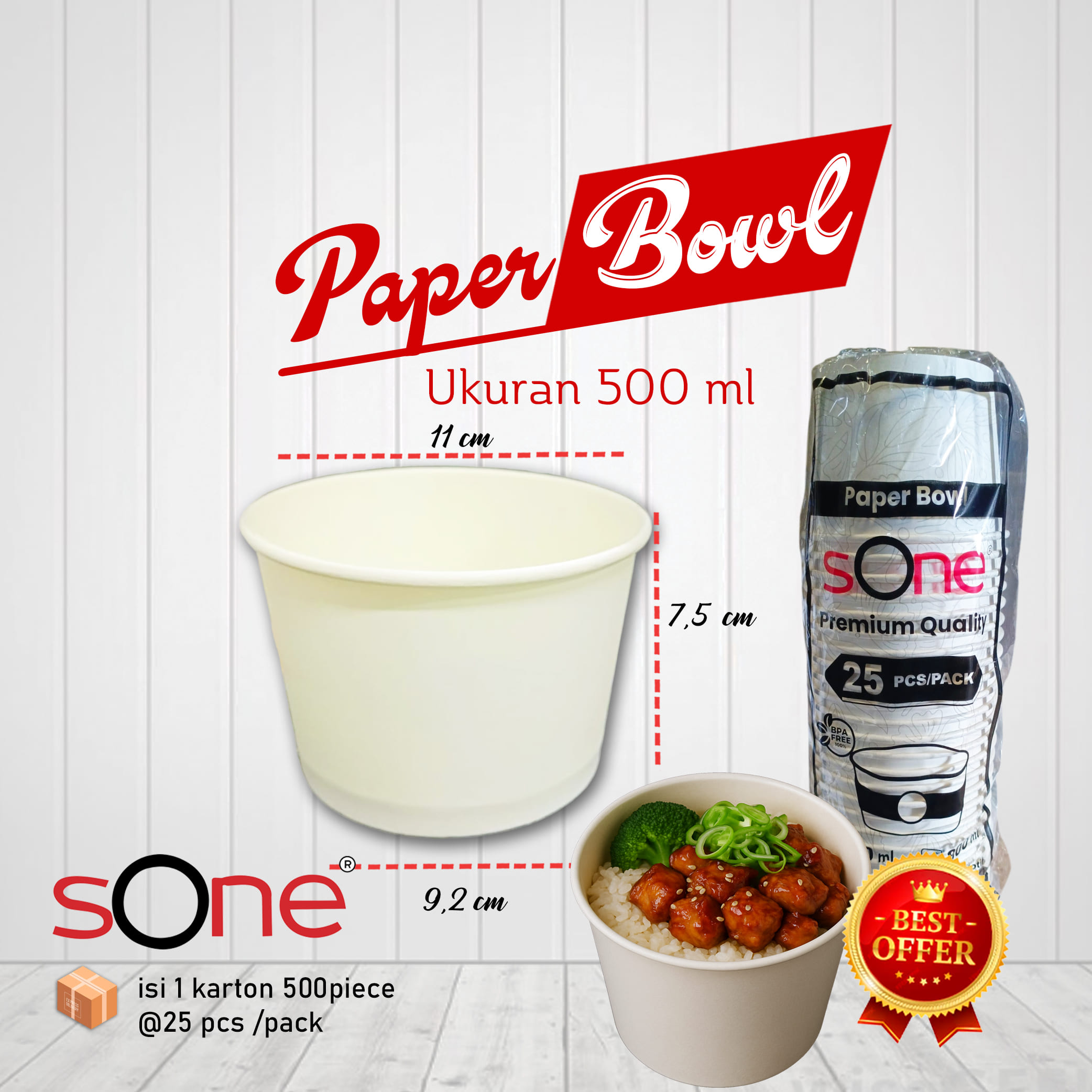 Paper Bowl 500 ml Ivory